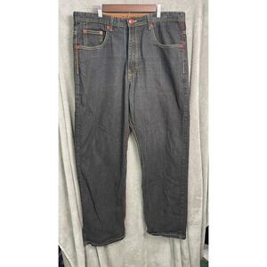 Bklyn Brooklyn Xpress Y2K Denim Jeans 38x34 Embroidered Hem Grunge Skater